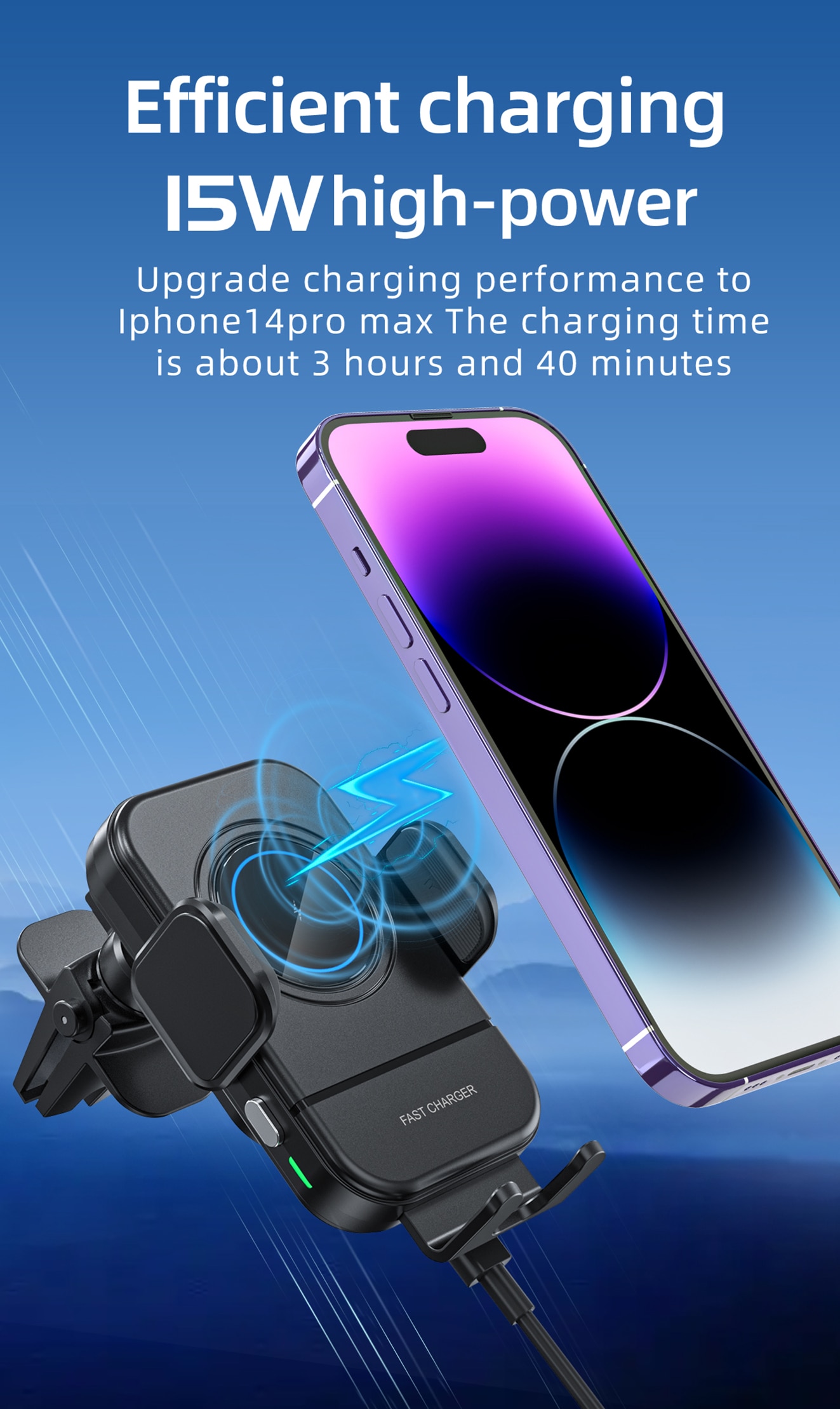 Wireless Car Charger Auto Clamp 15w Fast Charge For Smart Phone