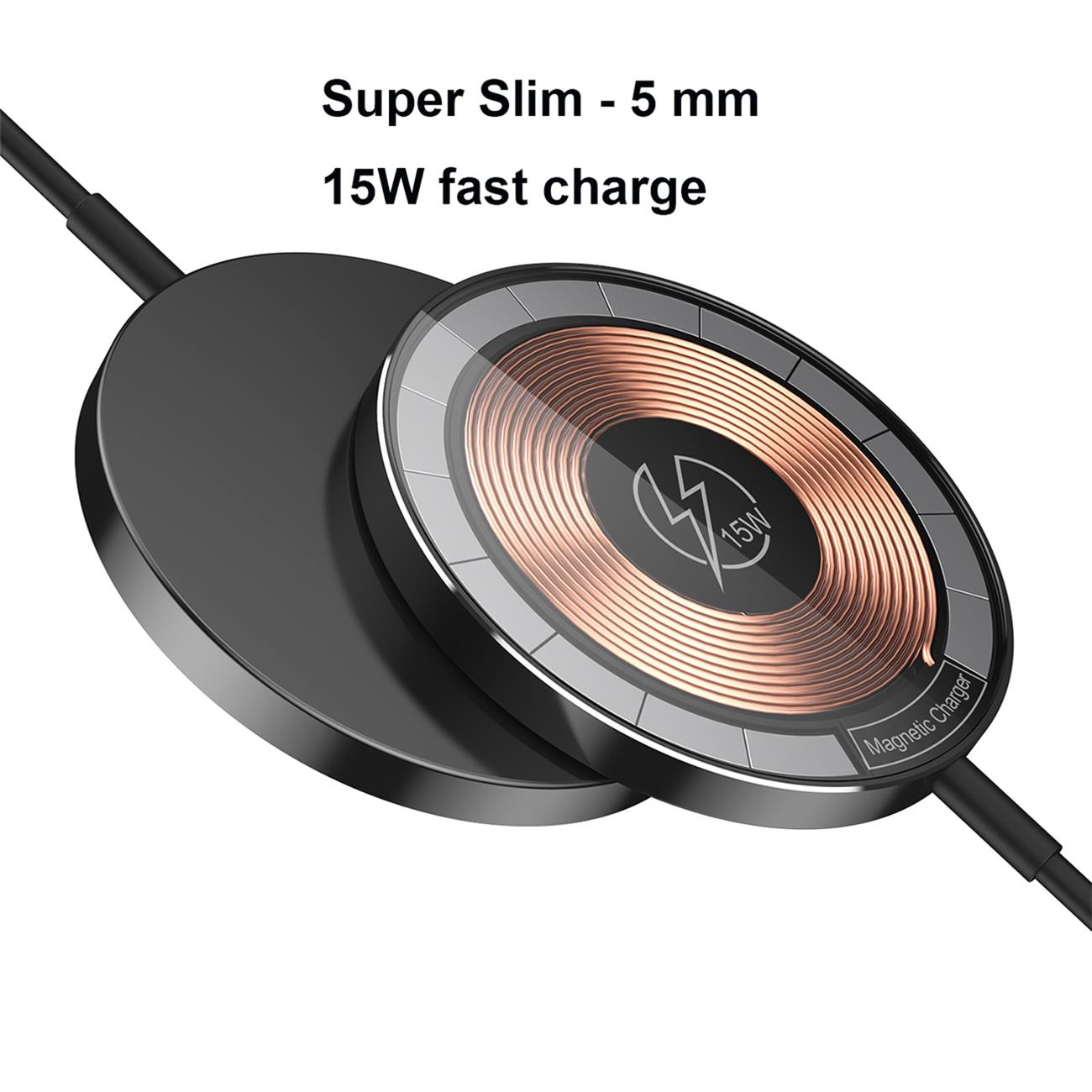 Magnetic Wireless Charger Super Slim 15w Fast Charge For Smart Phone