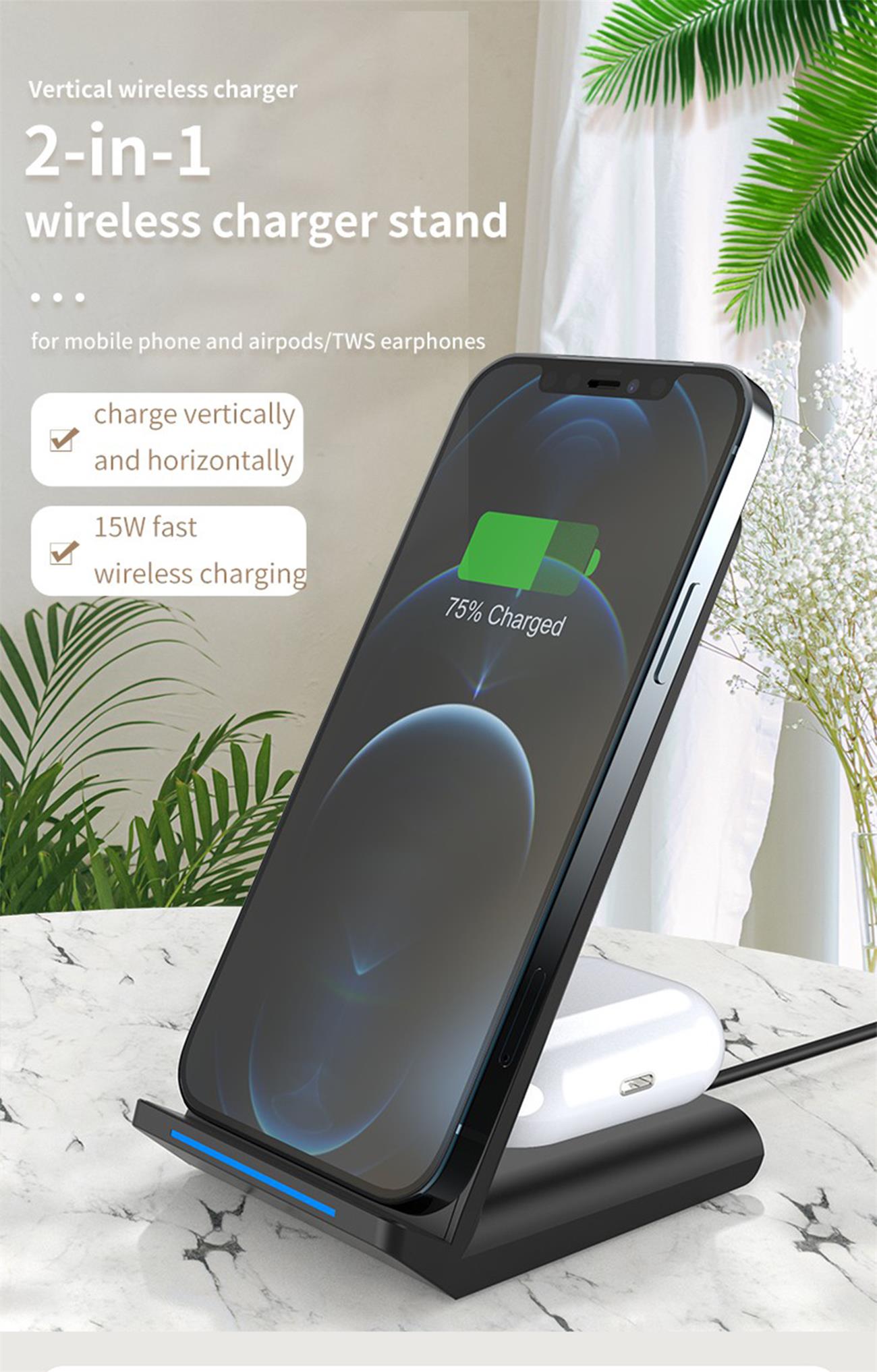 Multifunctional Wireless Charger 2 In 1 For Smart Phone Earphone