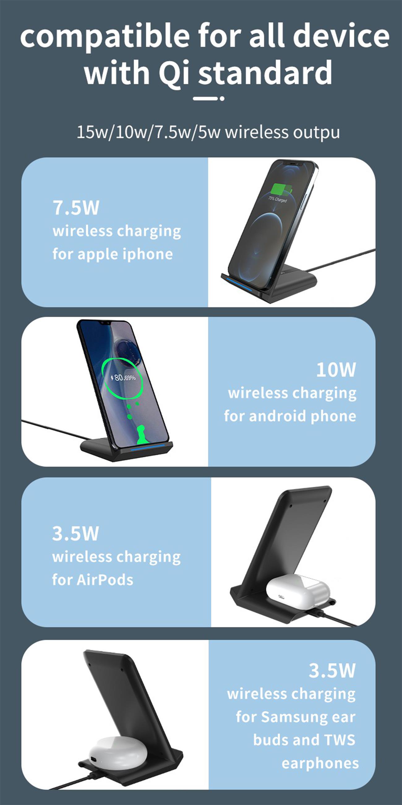 Multifunctional Wireless Charger 2 In 1 For Smart Phone Earphone