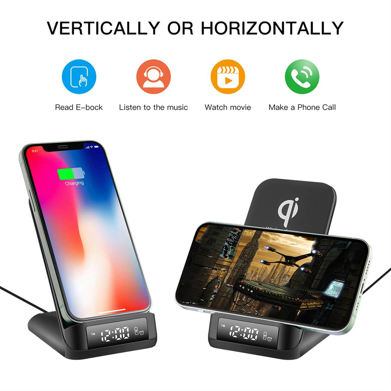 Multifunctional Wireless Charger With Display Alarm For Smart Phone