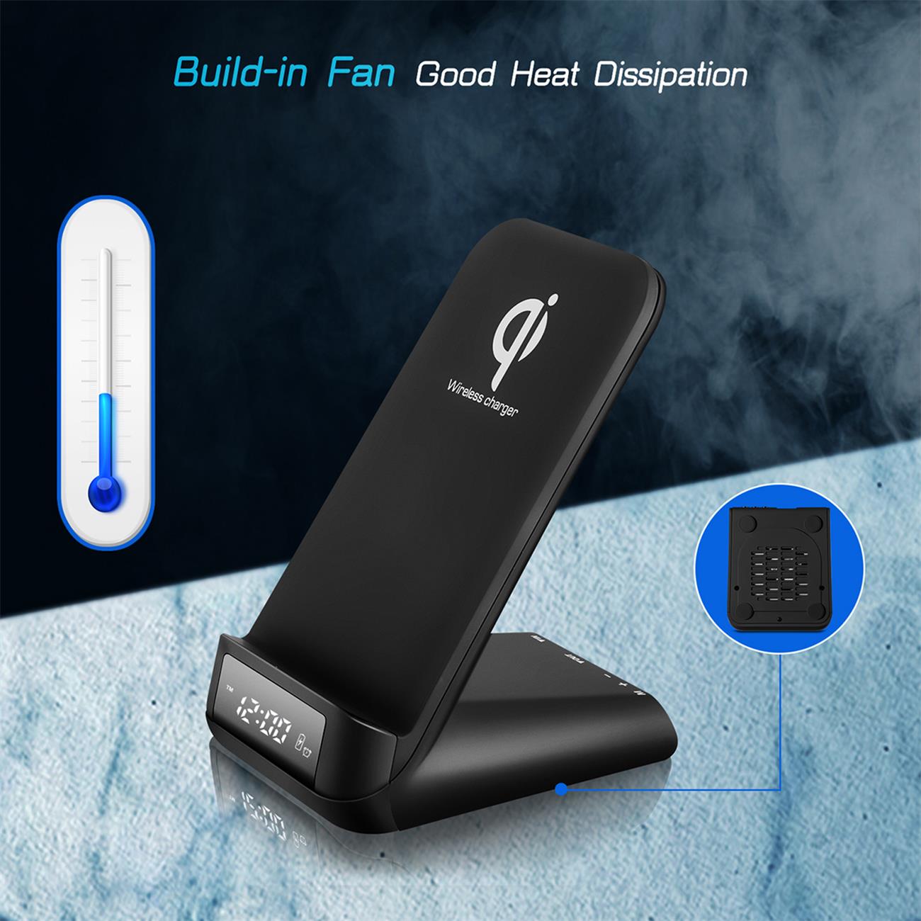 Multifunctional Wireless Charger With Display Alarm For Smart Phone