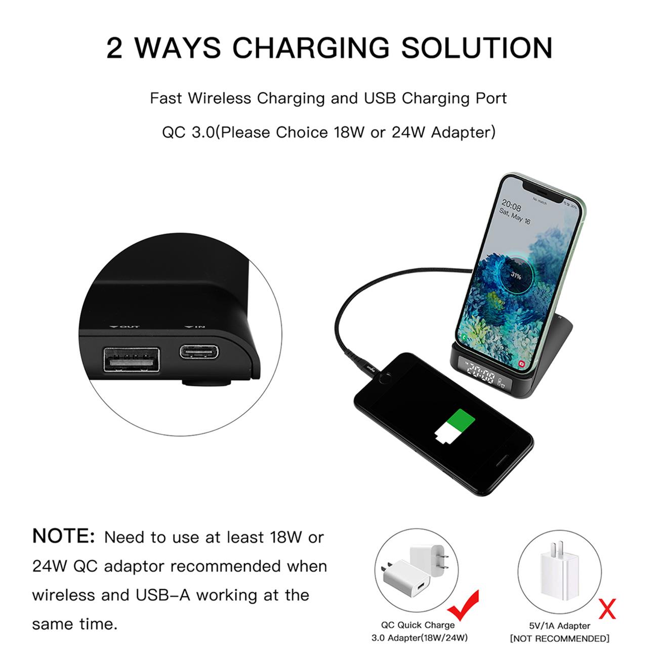 Multifunctional Wireless Charger With Display Alarm For Smart Phone