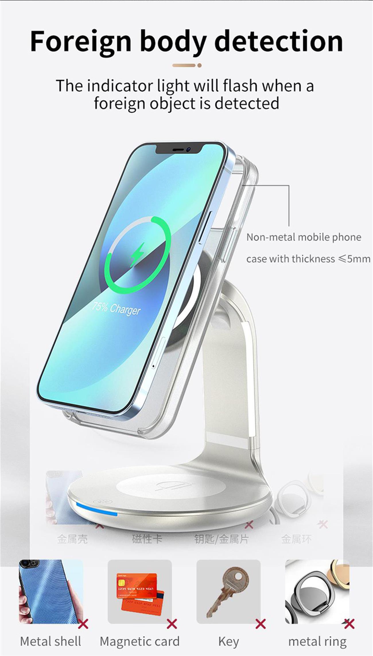 Magnetic Wireless Charger 5 In 1 Multifunction  For Iphone, Iwatch, Airpod