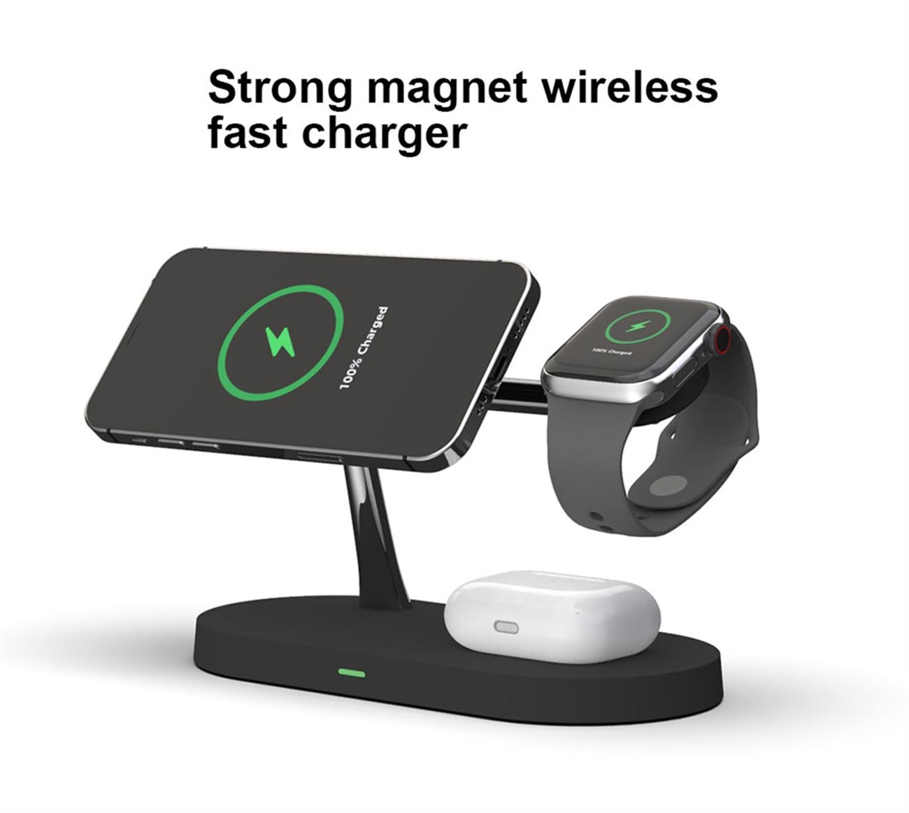 Magnetic Wireless Charger 5 In 1 Multifunction 15w Fast Charge For iPhone, iWatch, Airpod