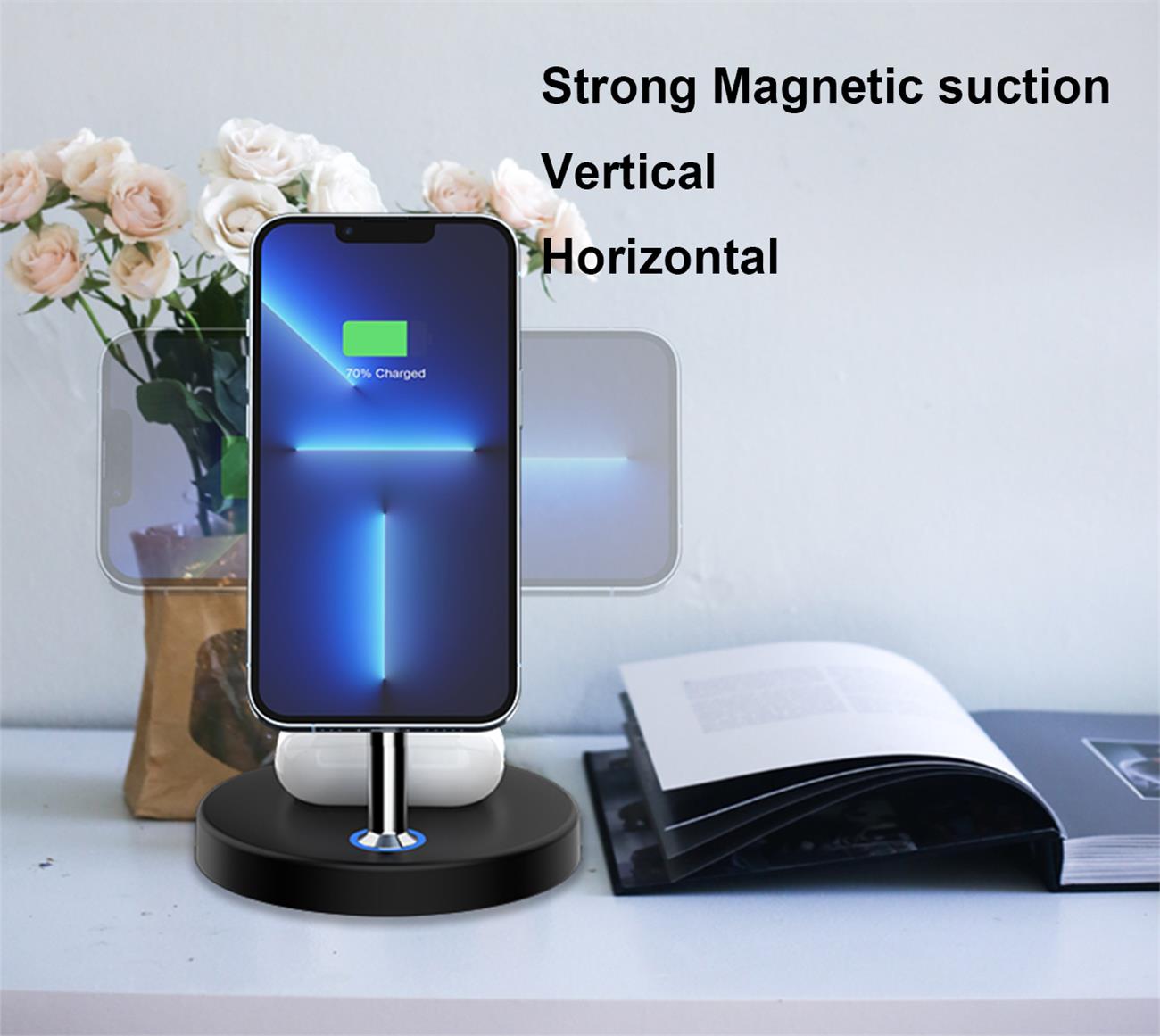 Magnetic Wireless Charger 3 In 1 Multifunction 15w Fast Charge For Iphone, Iwatch, Airpod