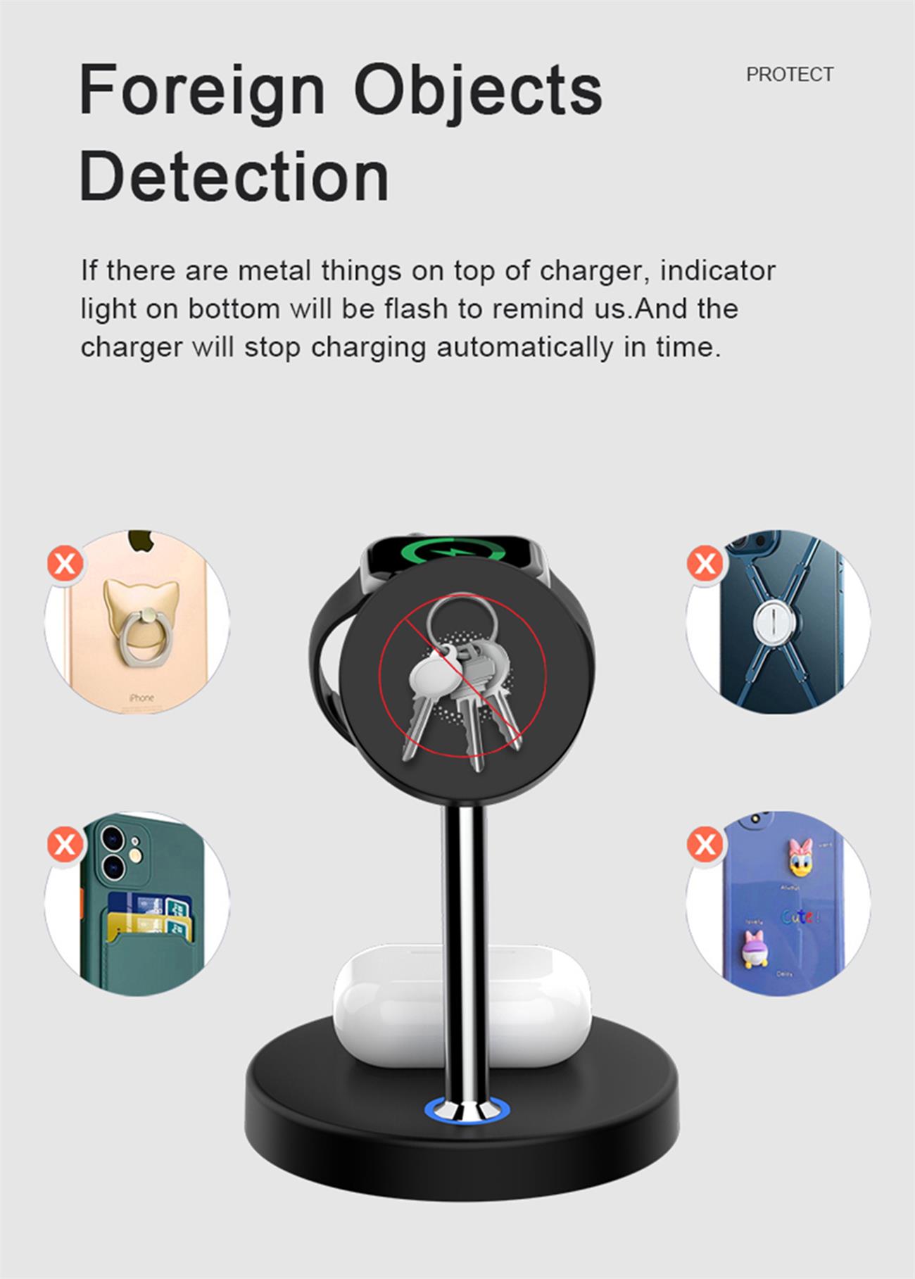 Magnetic Wireless Charger 3 In 1 Multifunction 15w Fast Charge For Iphone, Iwatch, Airpod