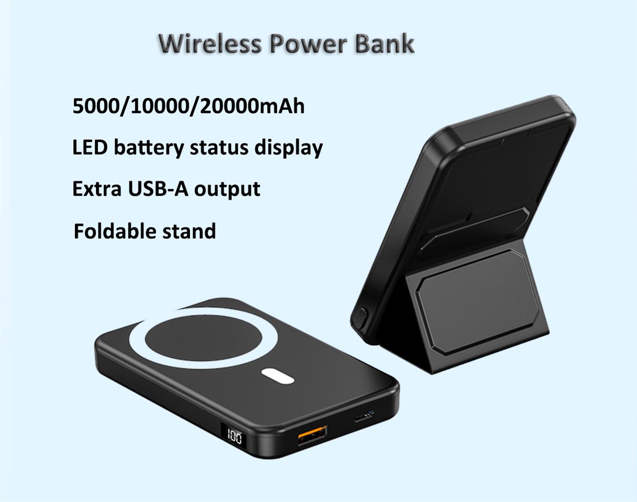 Magnetic Wireless Power Bank Foldable Stand 5000-10000-20000 mAh