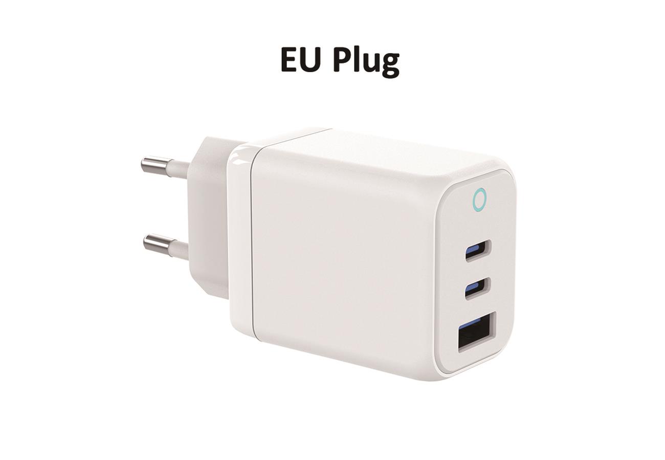 GaN 65w Wall Charger 1 USB-A 2 Type C Port