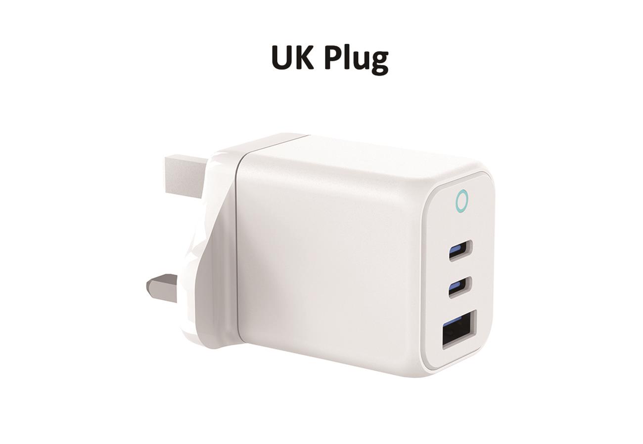 GaN 45w Wall Charger 1 USB-A 2 Type C Port