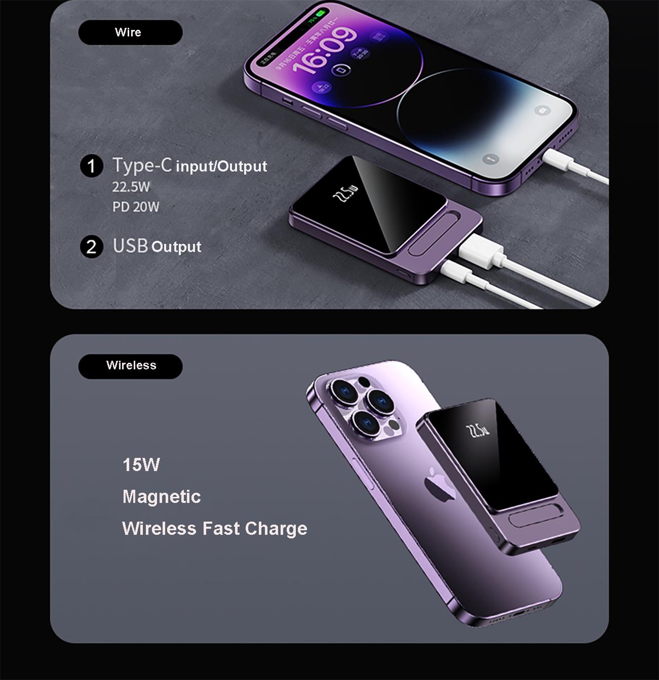 Magnetic Wireless Power Bank Foldable Stand 5000-10000 Mah