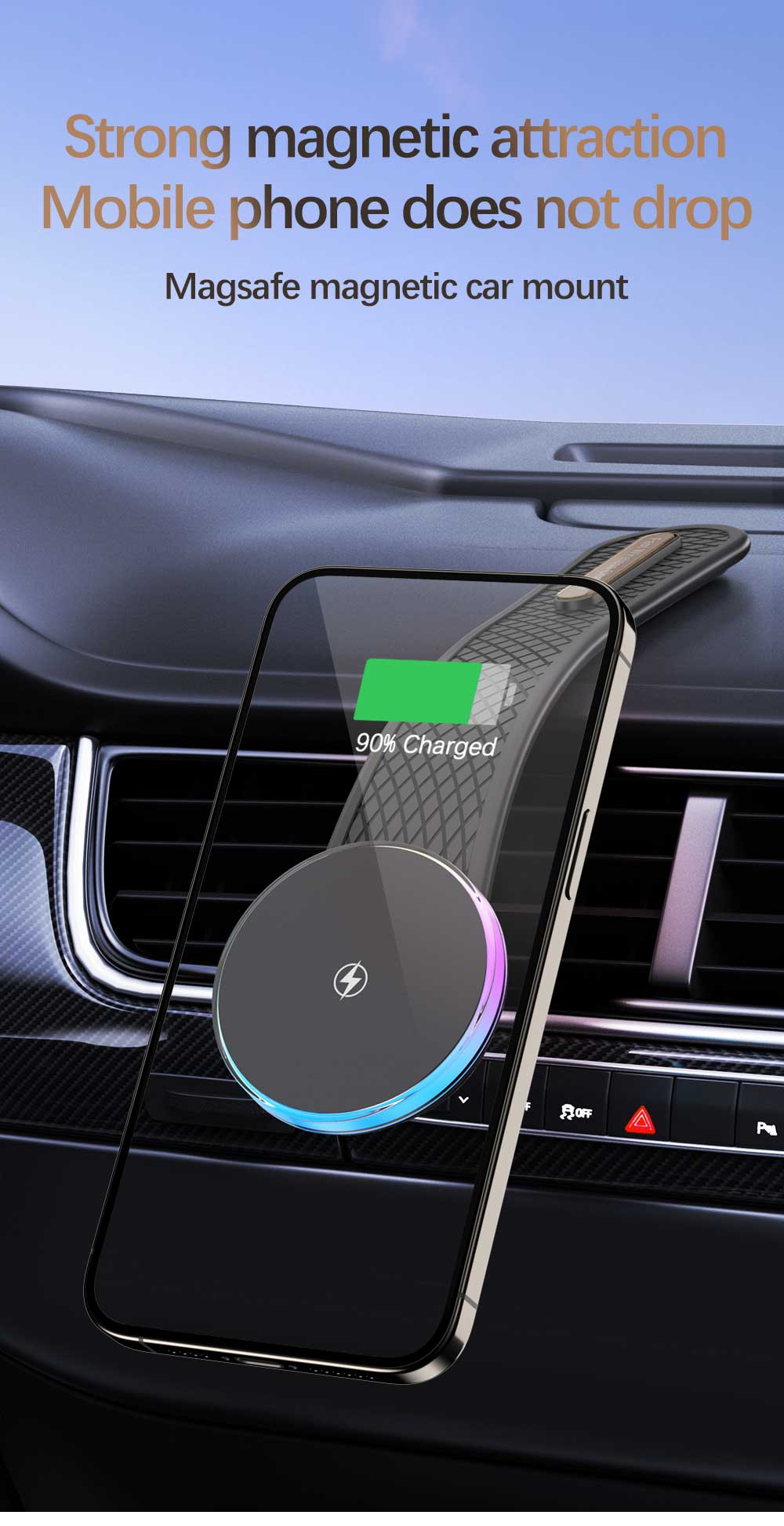 Qi2 Magnetic Wireless Car Charger Bendable Holder