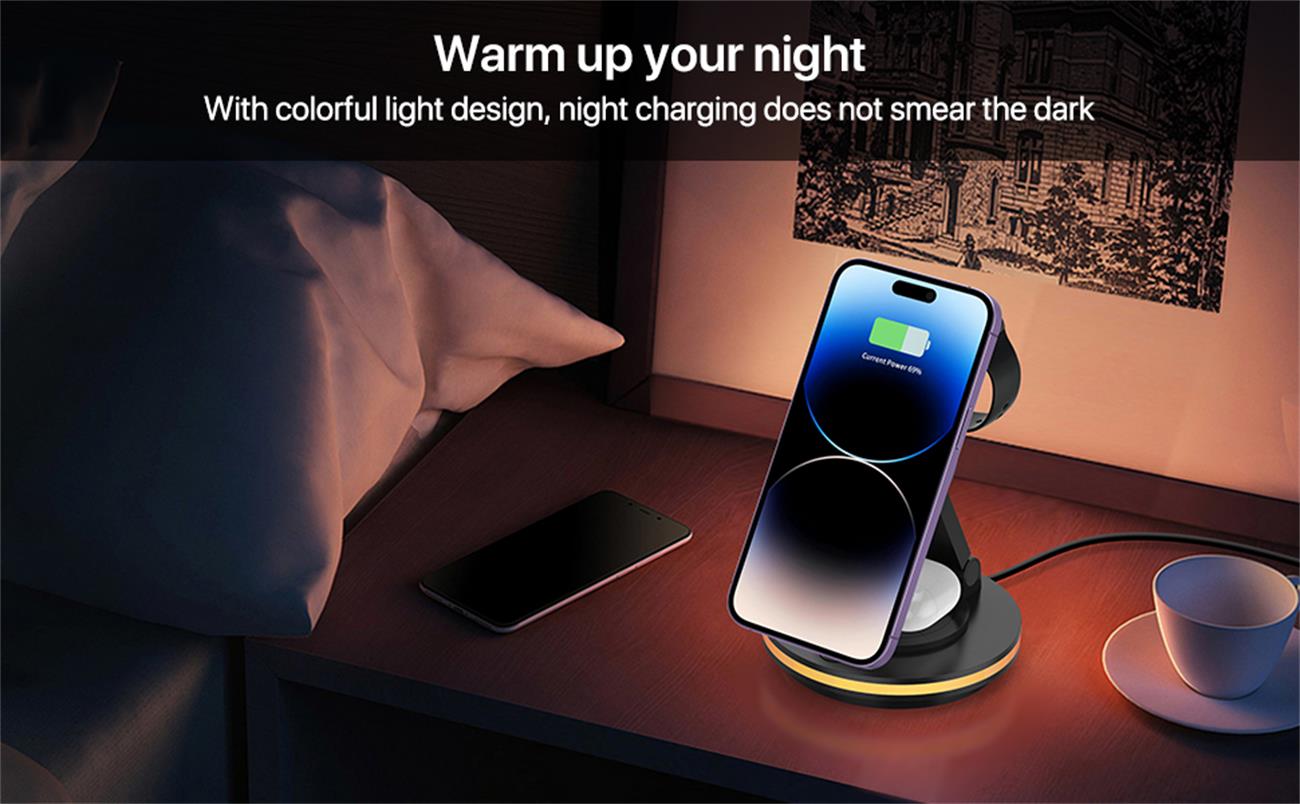 Magnetic Wireless Charger  5 In 1  With Led Light