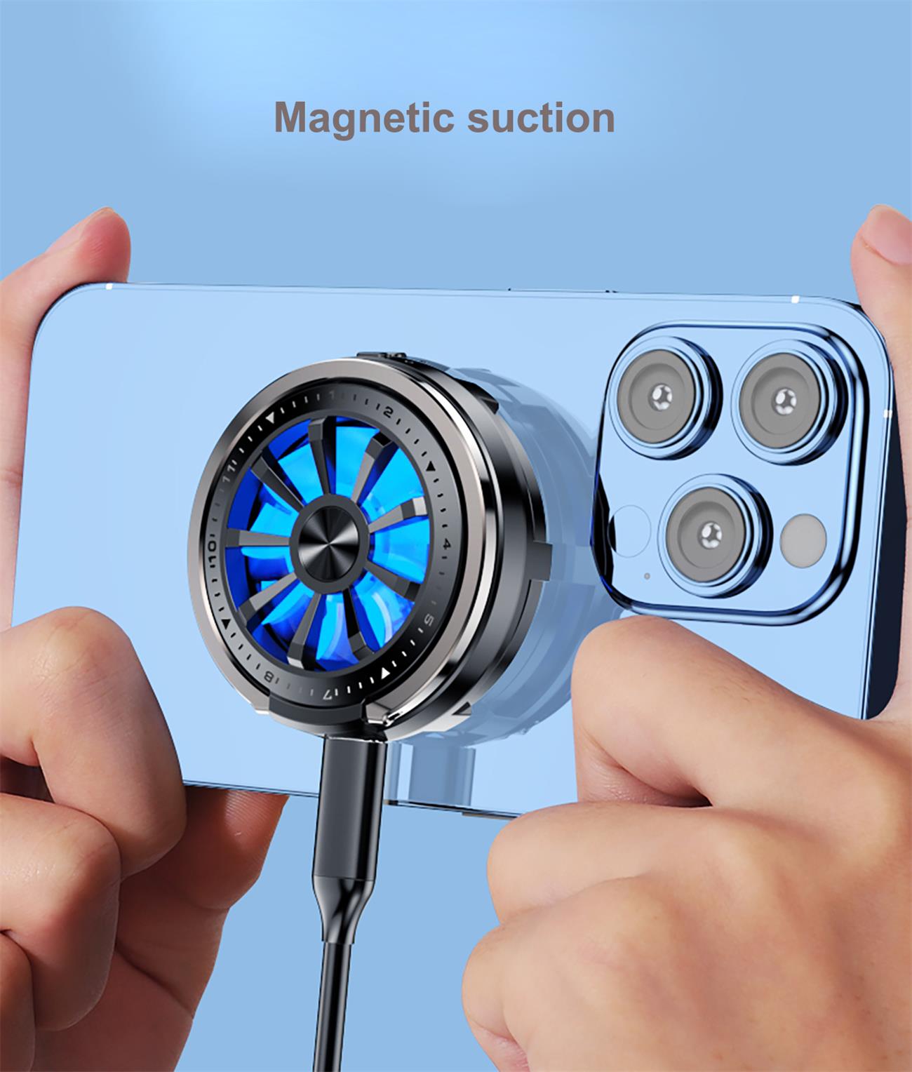 Magnetic Wireless Charger With Cooling Fan And Led Light