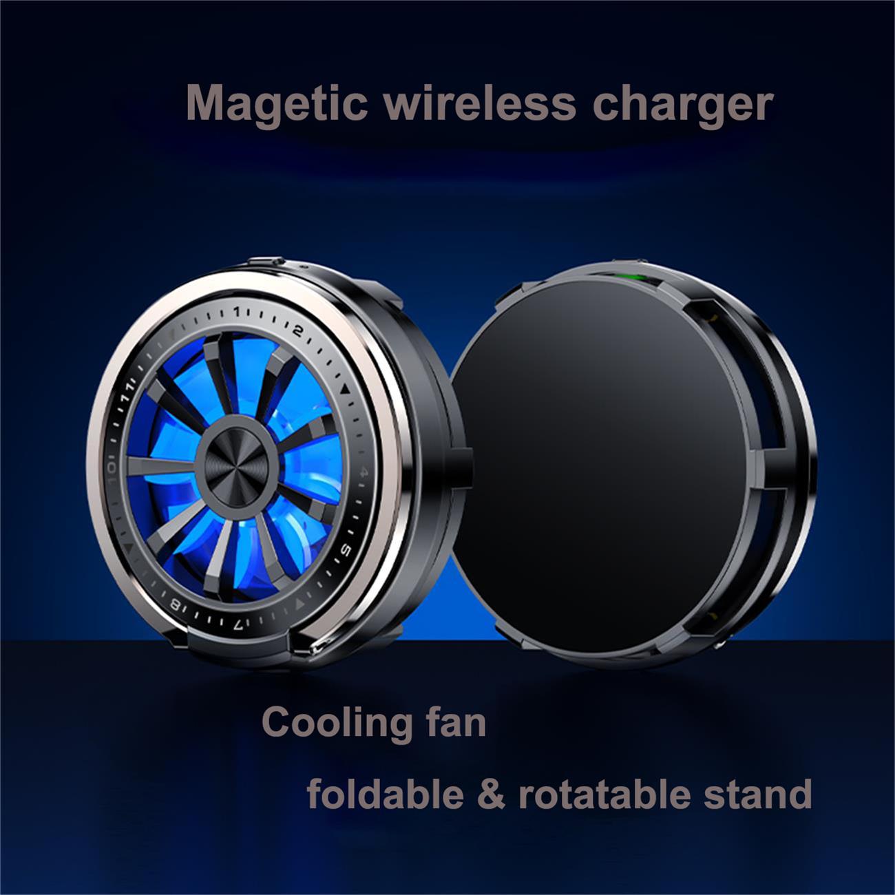 Magnetic Wireless Charger With Cooling Fan And Led Light