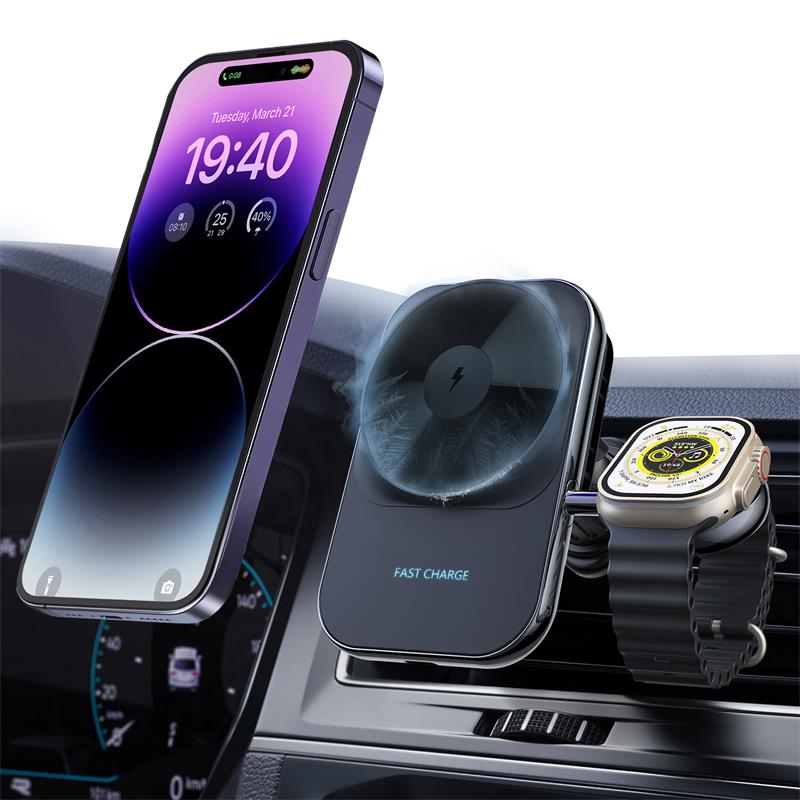 Semi-conductor cooling Magnetic Wireless Car Charger 2 In 1