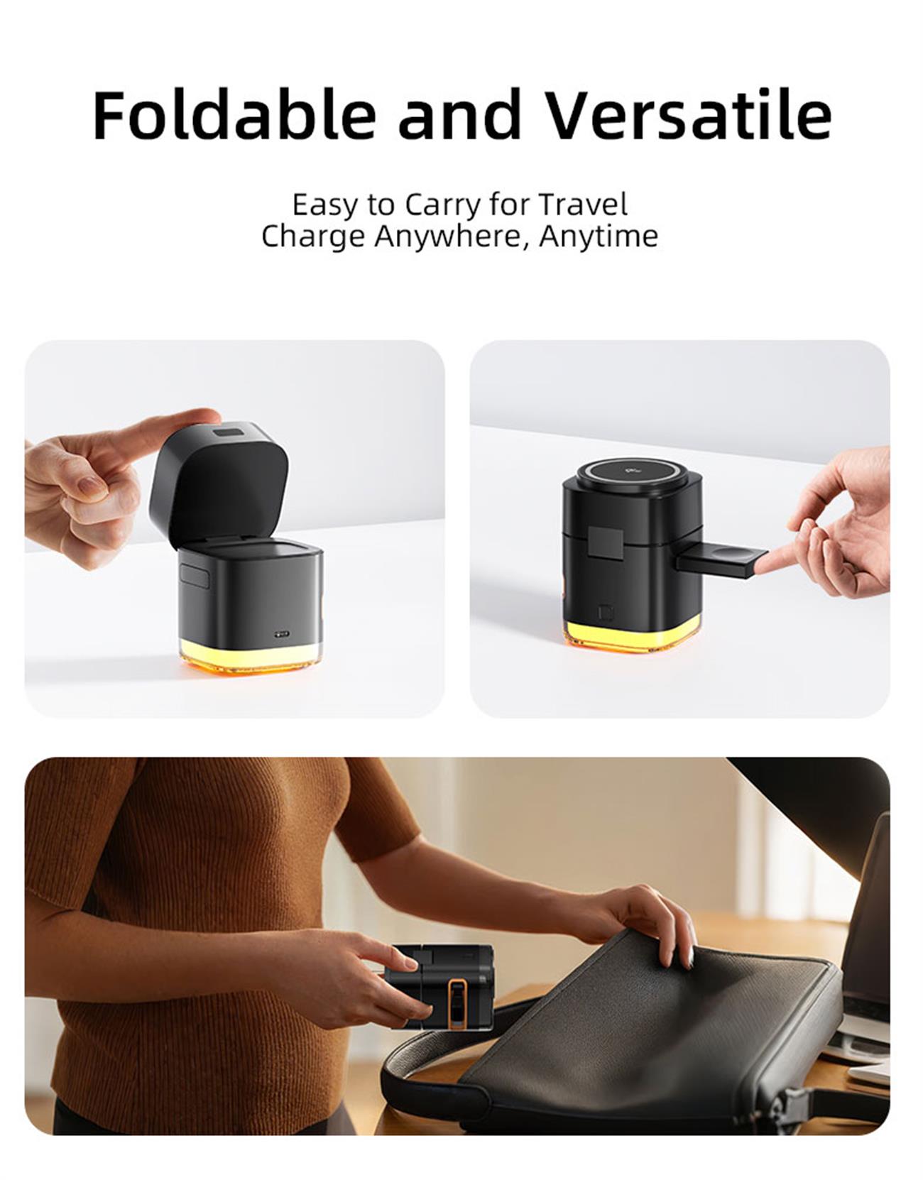 Qi2.2 Auto-sensor Gesture Rotation Magnetic Wireless Charger 5in 1