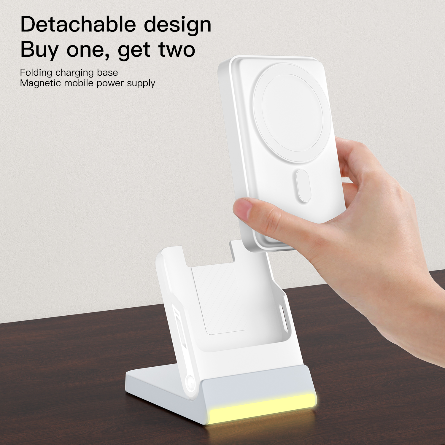3 In 1 Magnetic Wireless Power Bank  10000 Mah Type C Detachable