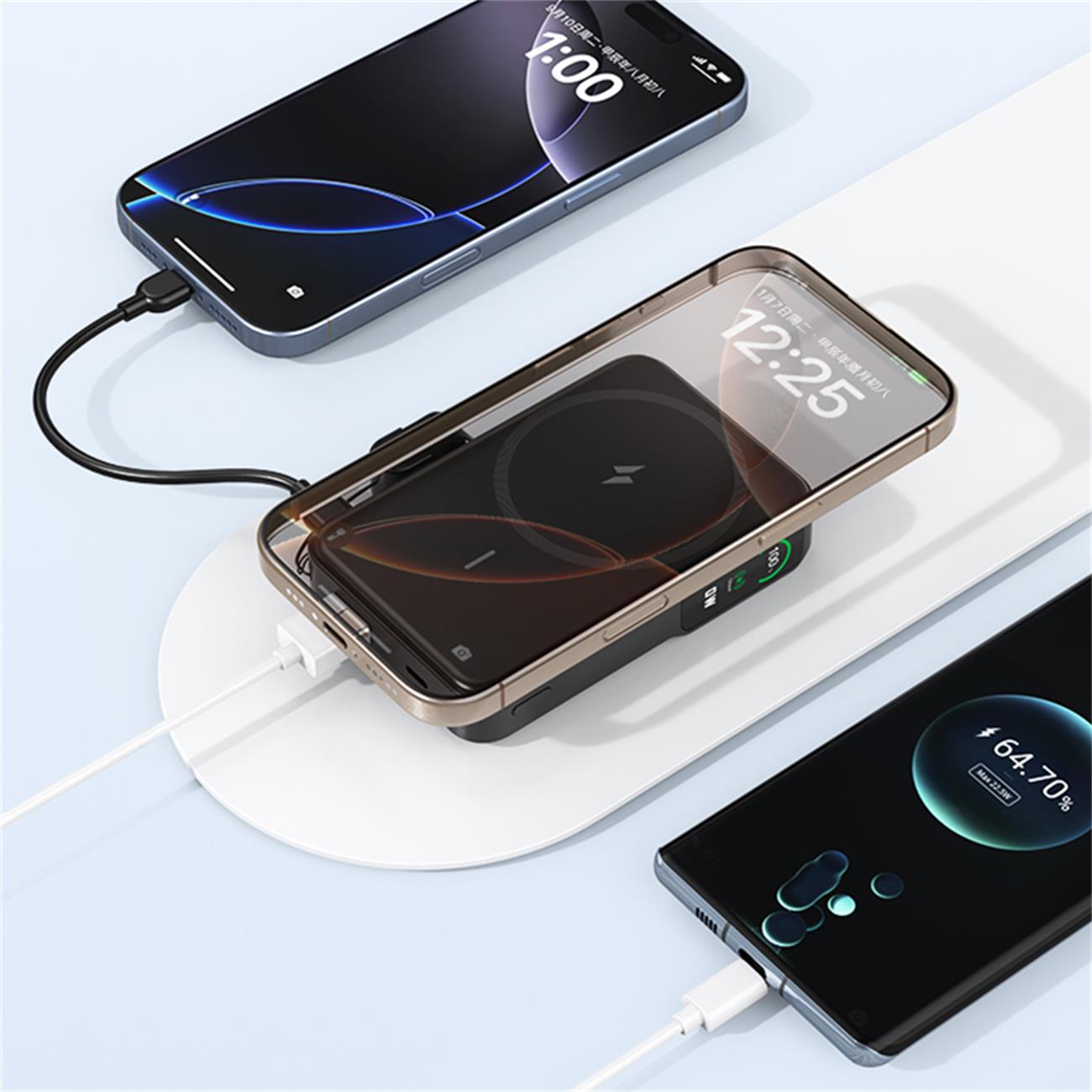 Qi2 Magnetic Wireless Power Bank 10000mah With Foldable Stand
