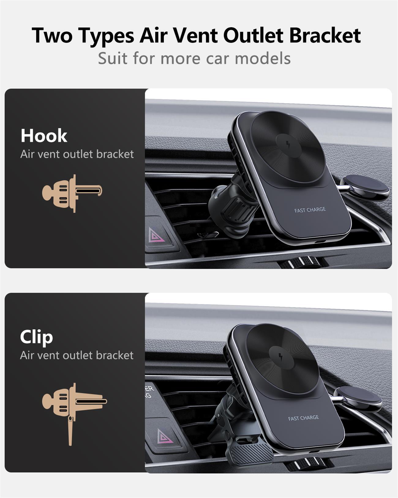 Semi-conductor cooling Magnetic Wireless Car Charger 2 In 1