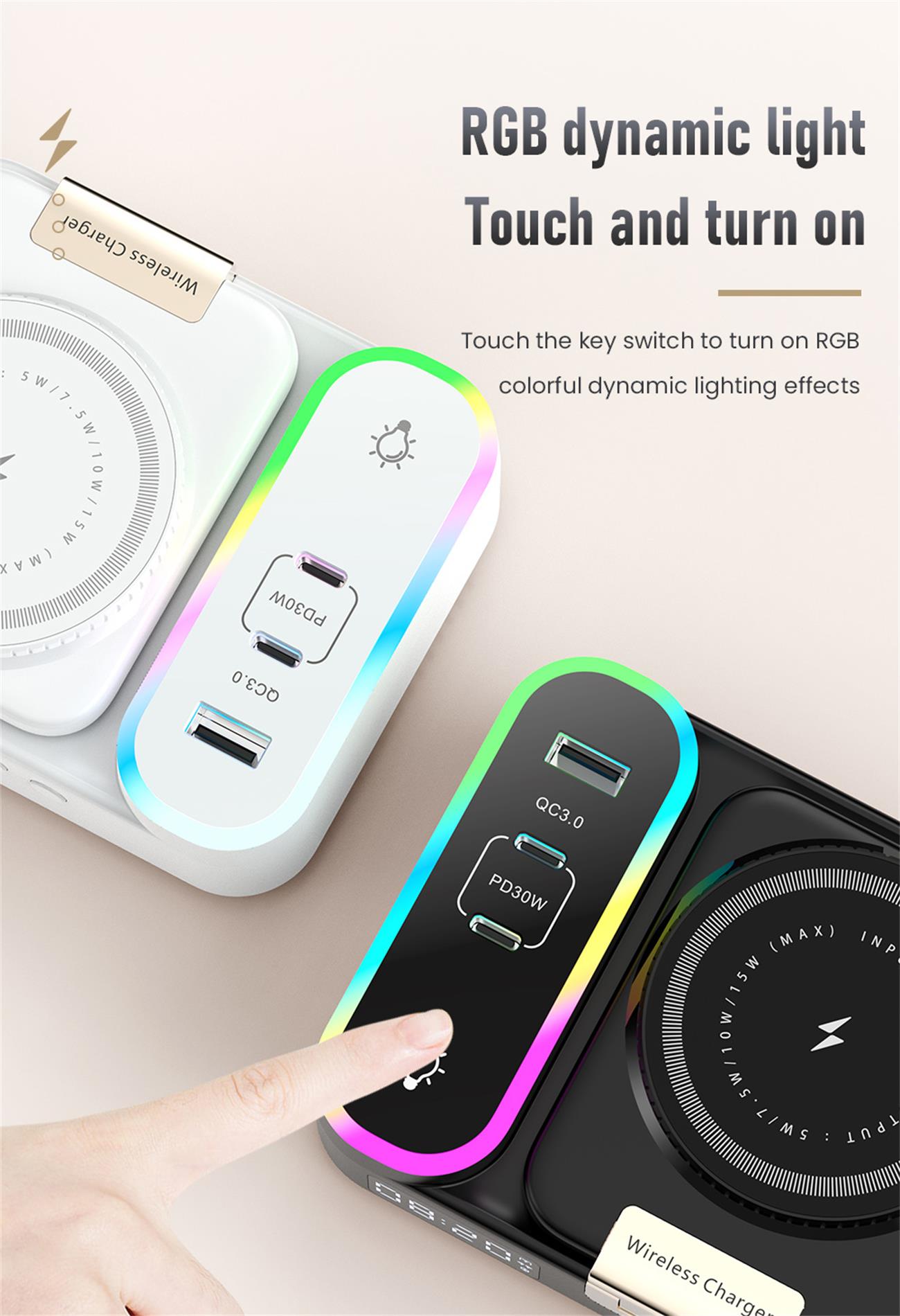 Multifunctional Wireless Charger Foldable 8 In 1 With Display