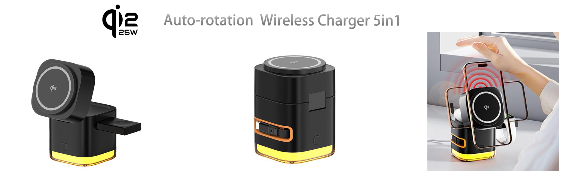 Qi2.2 Auto-rotation 5in1 Wireless Charger